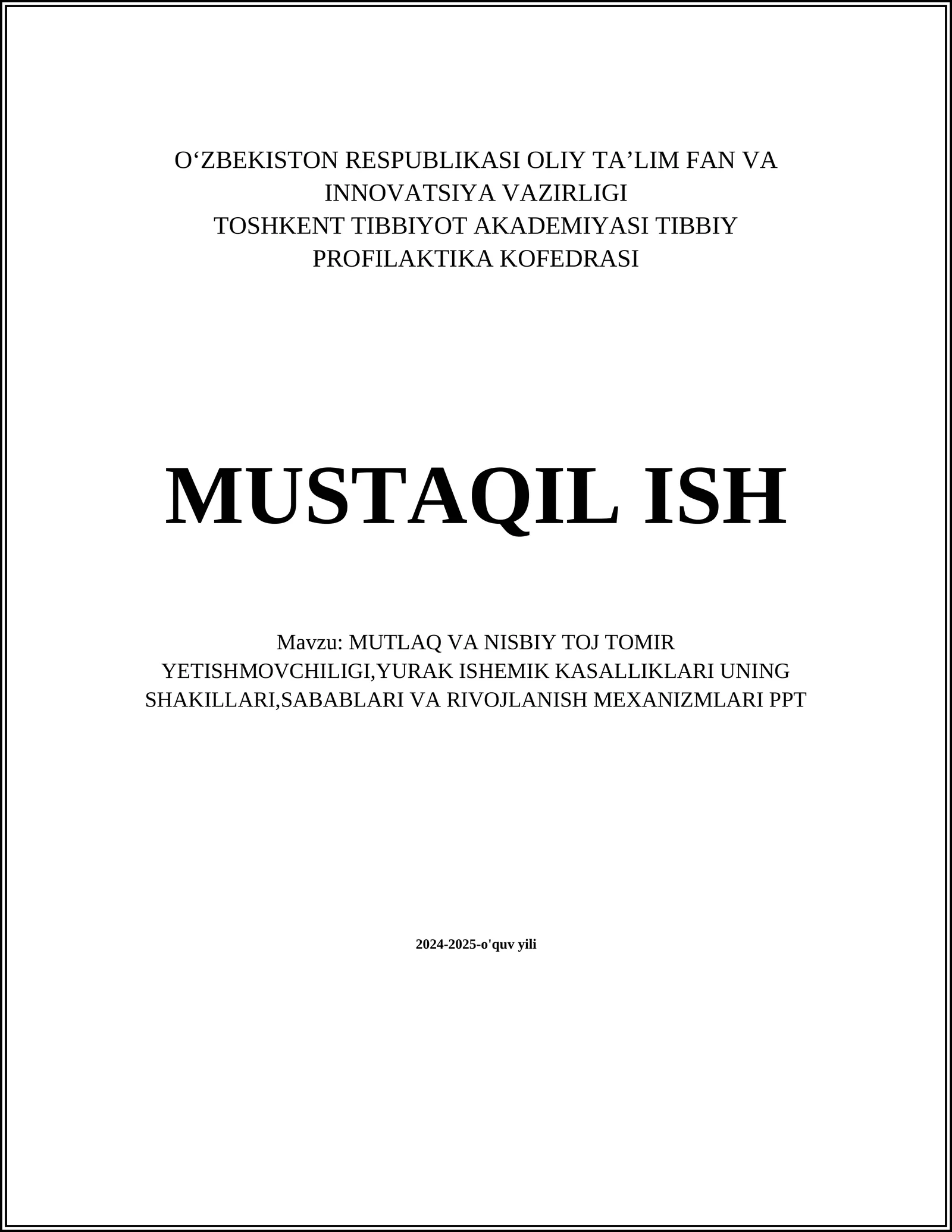 Mutlaq va nisbiy toj tomir yetishmovchiligi