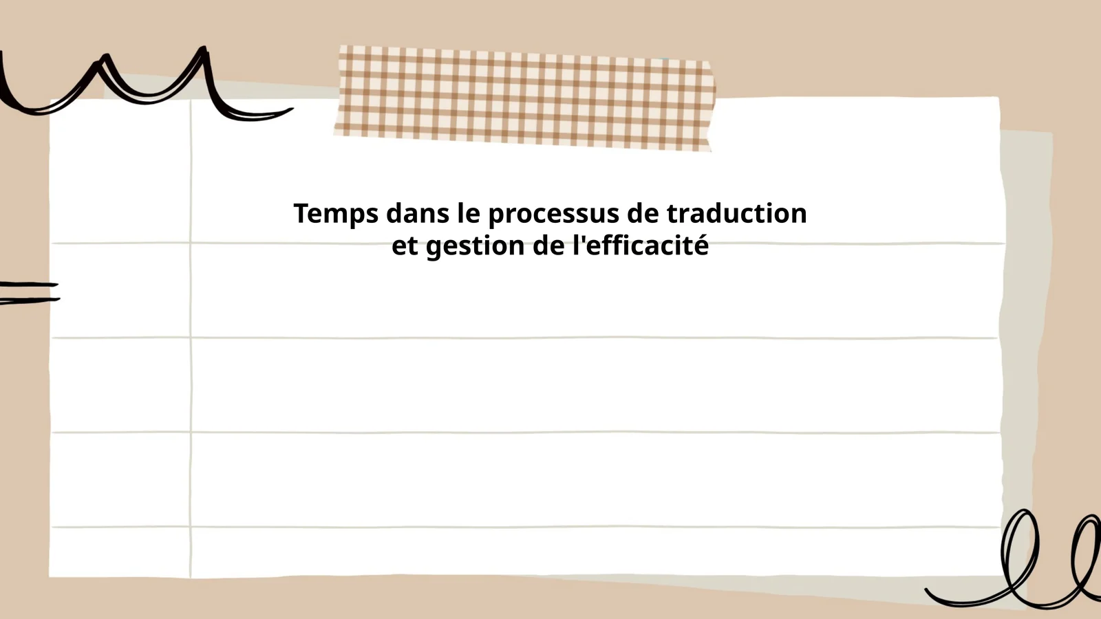 Temps dans le processus de traduction et gestion de l'efficacité