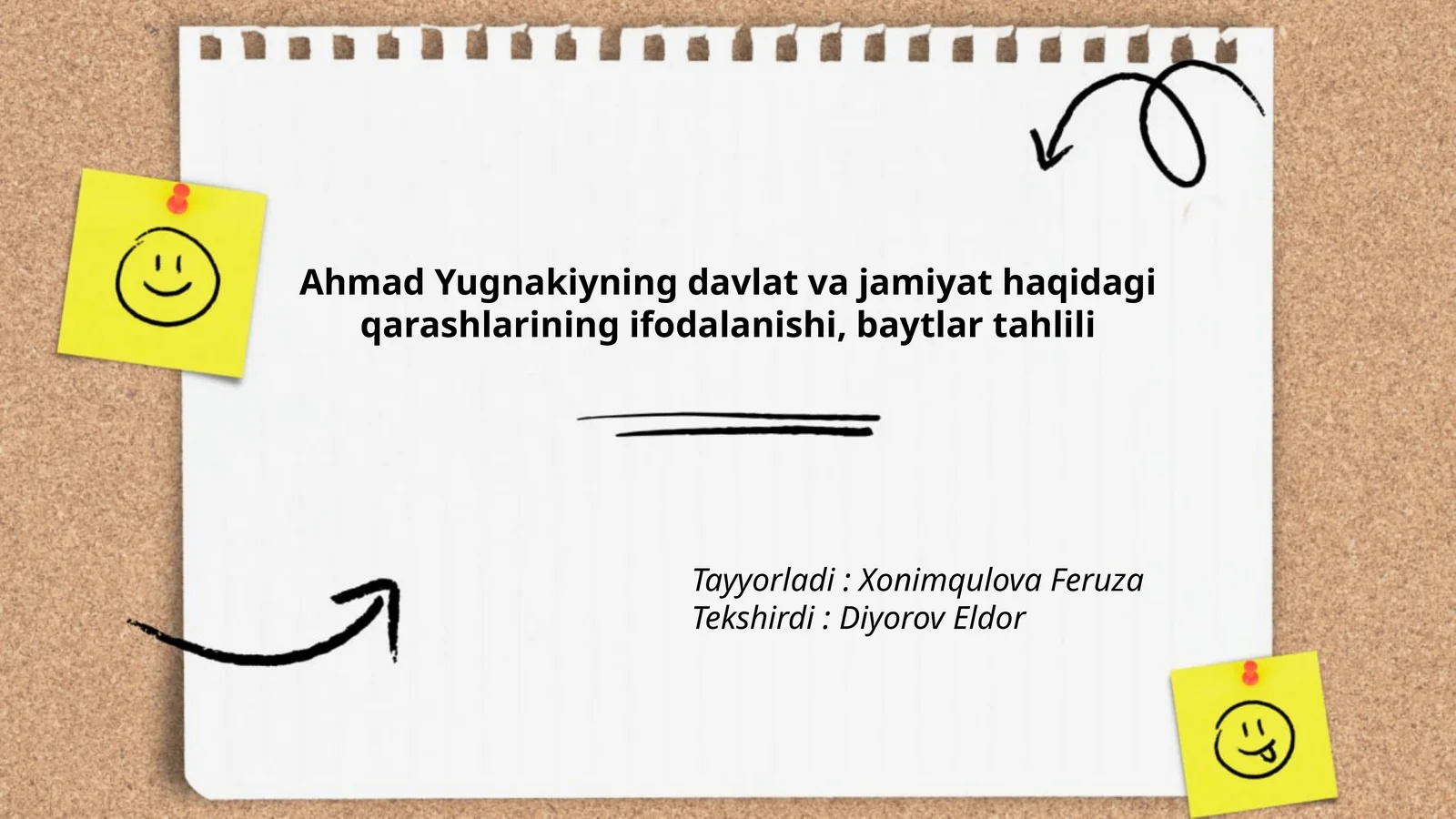 Ahmad Yugnakiyning davlat va jamiyat haqidagi qarashlarining ifodalanishi, baytlar tahlili