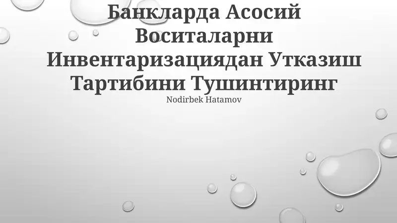 Asosiy Vositalarni Inventarizatsiya