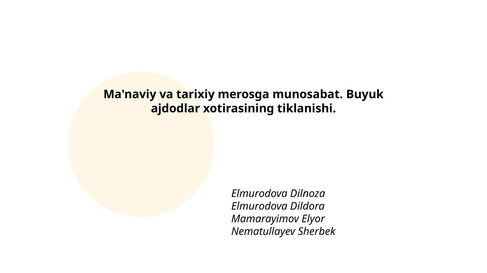 Ma'naviy va tarixiy meros