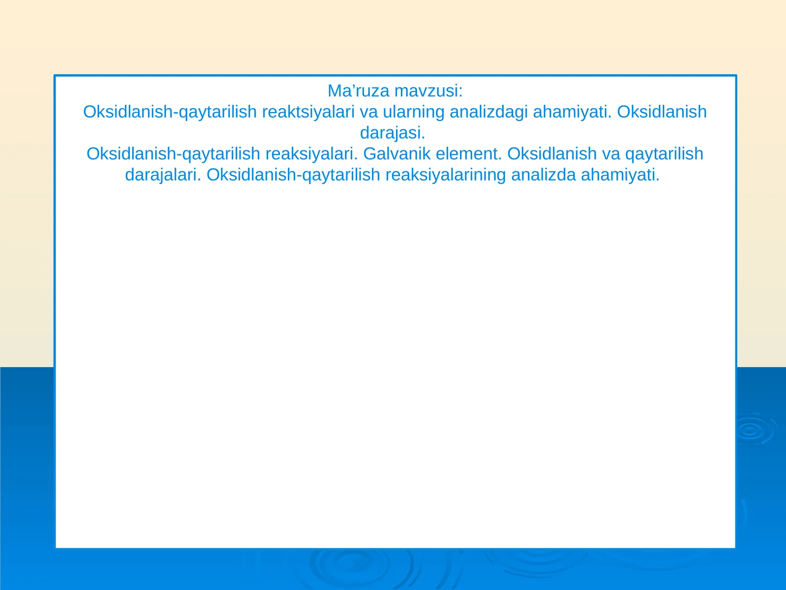 Oksidlanish-qaytarilish reaktsiyalari va ularning analizdagi ahamiyati