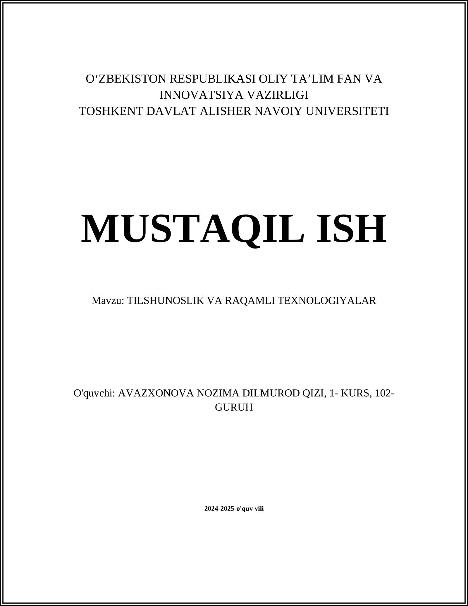 TILSHUNOSLIK VA RAQAMLI TEXNOLOGIYALAR