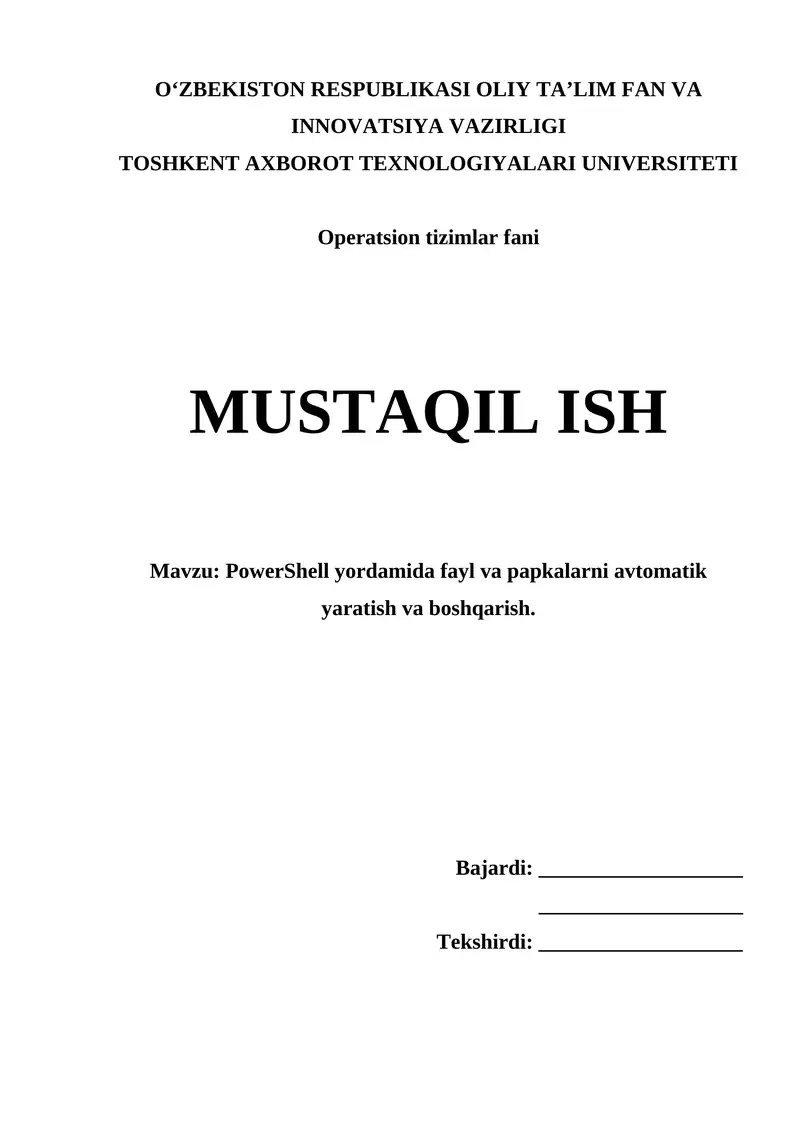 PowerShell yordamida fayl va papkalarni avtomotik yaratish va boshqarish