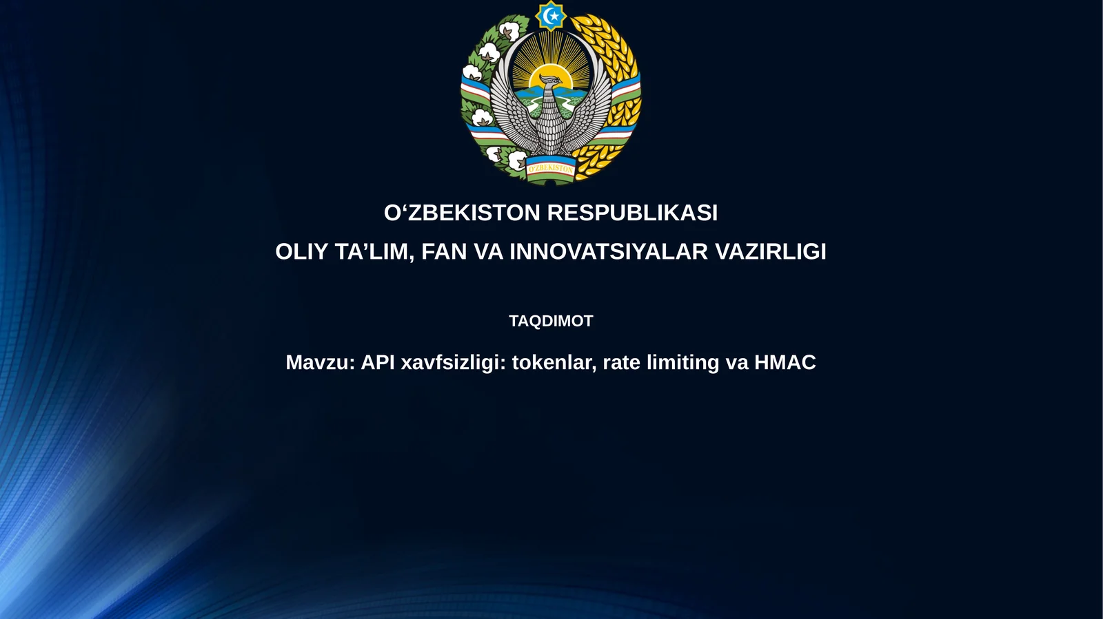 API Xavfsizligi: Tokenlar, Rate Limiting va HMAC