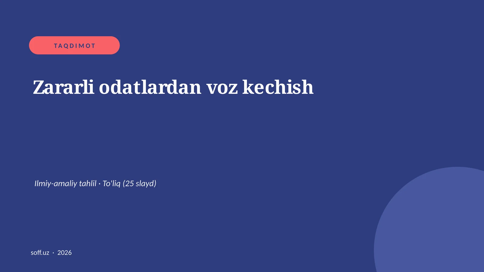 Zararli odatlardan voz kechish