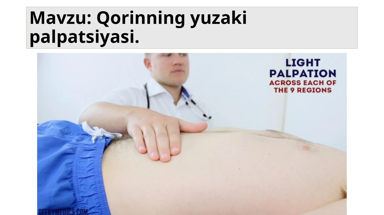 Qorinning yuzaki palpatsiyasi