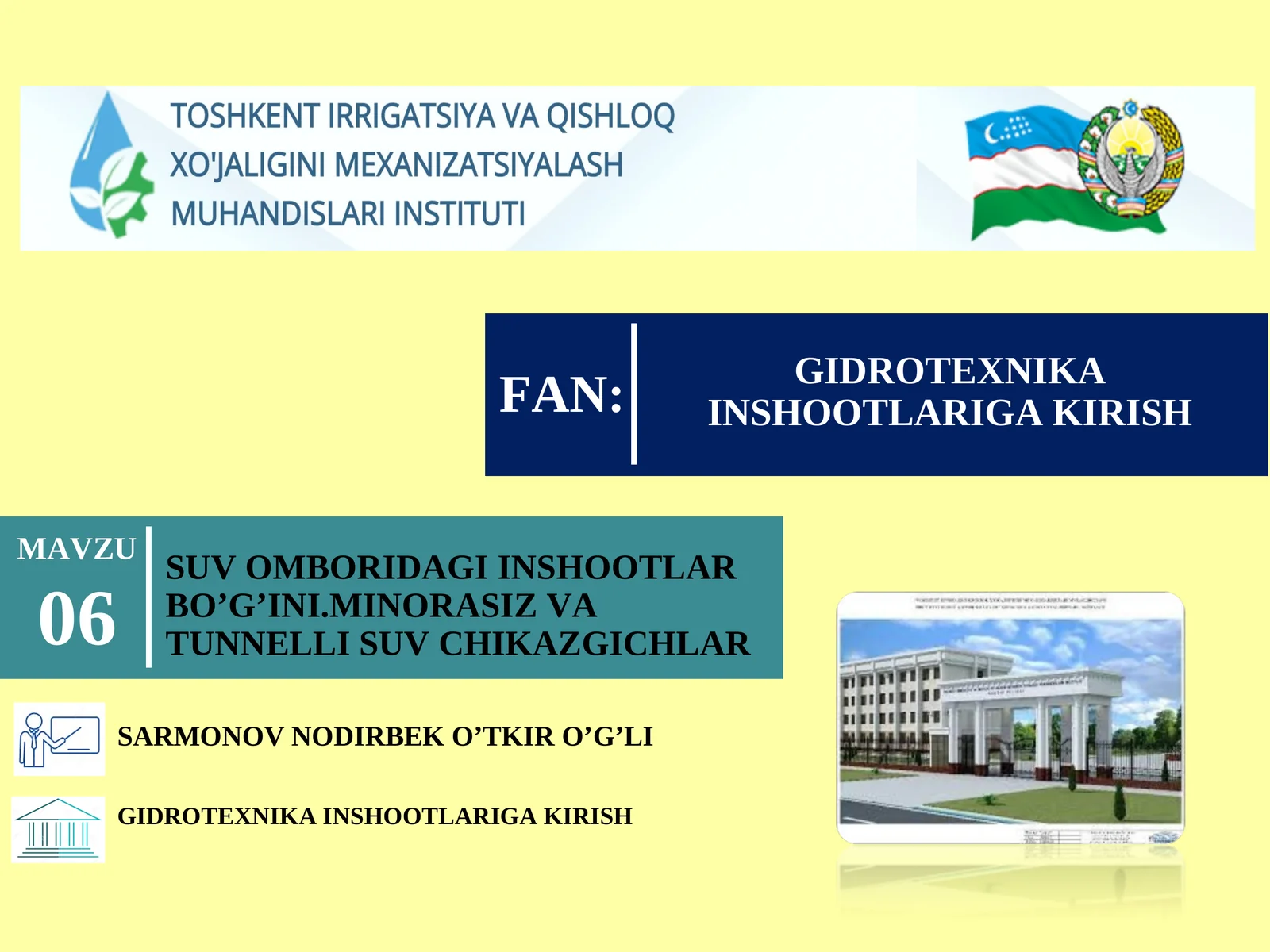 GIDROTEXNIKA INSHOOTLARIGA KIRISH