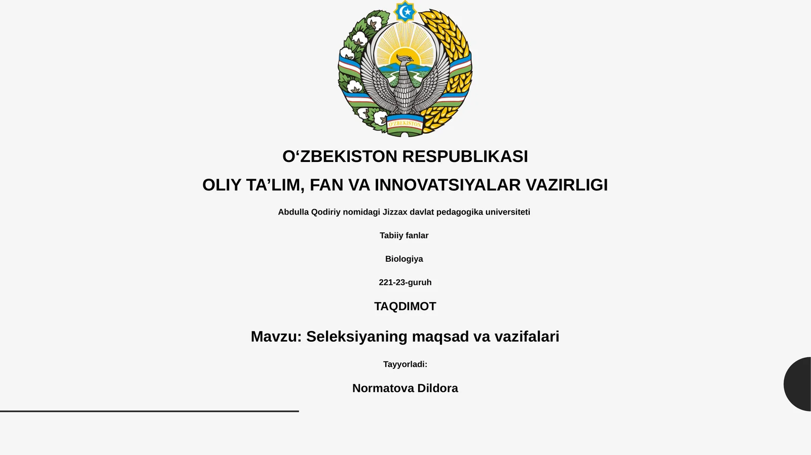 Seleksiyaning maqsad va vazifalari