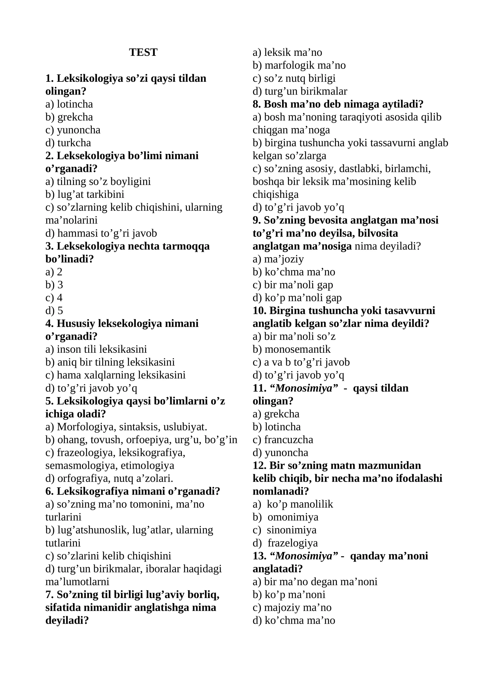 Leksikologiya va leksikografiya