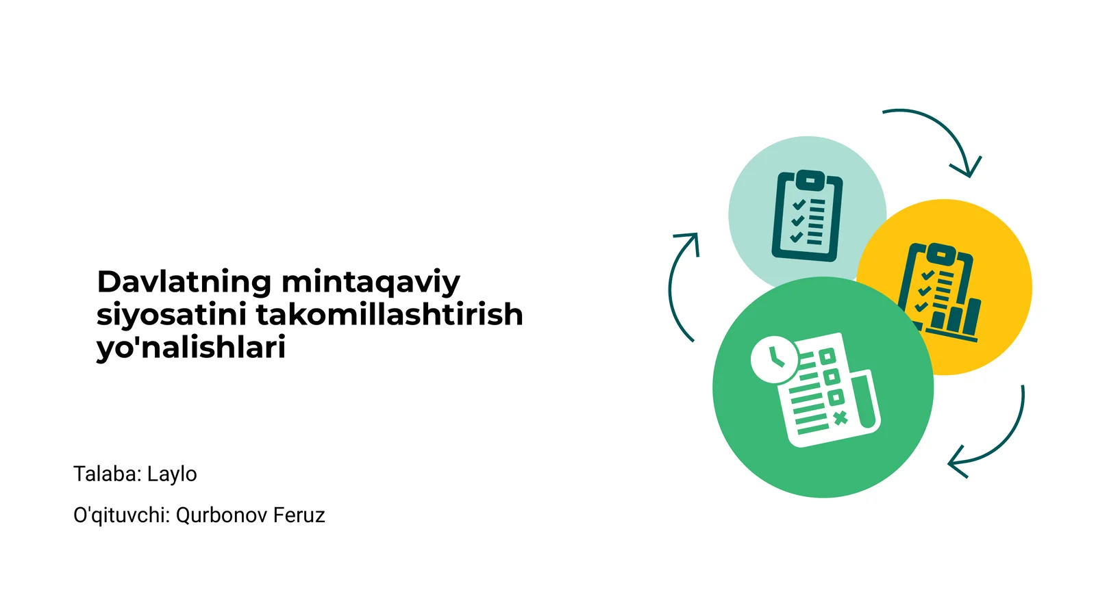 Davlatning mintaqaviy siyosatini takomillashtirish yo'nalishlari