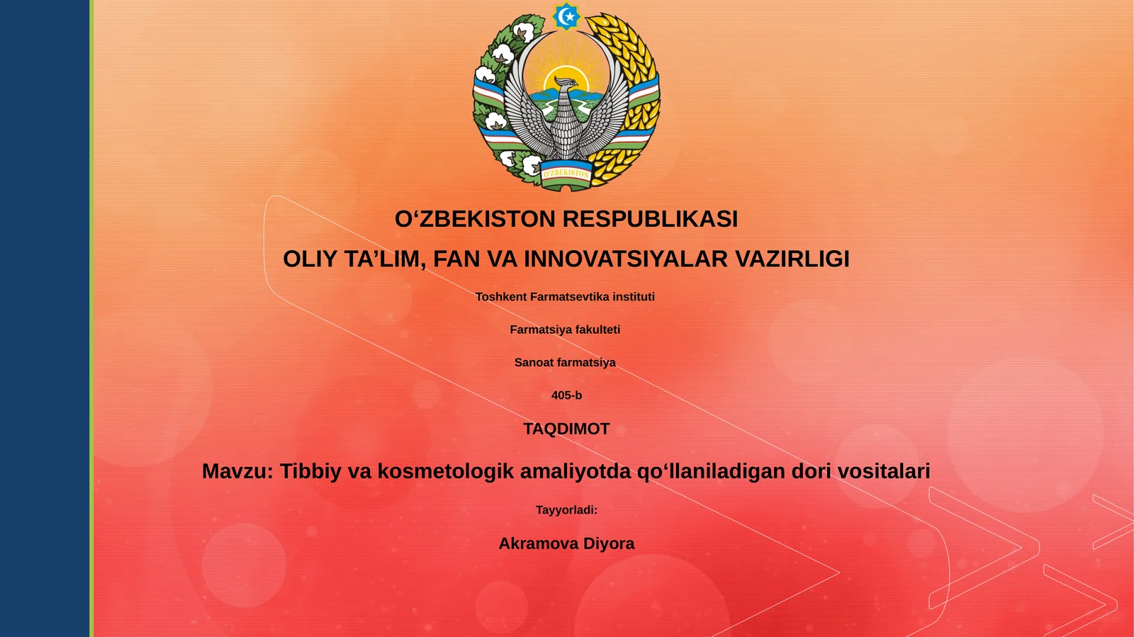 Tibbiy va kosmetologik amaliyotda qoʻllaniladigan dori vositalari