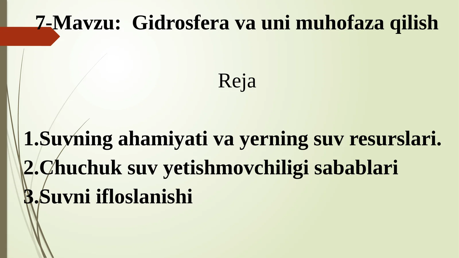 Gidrosfera va uni muhofaza qilish
