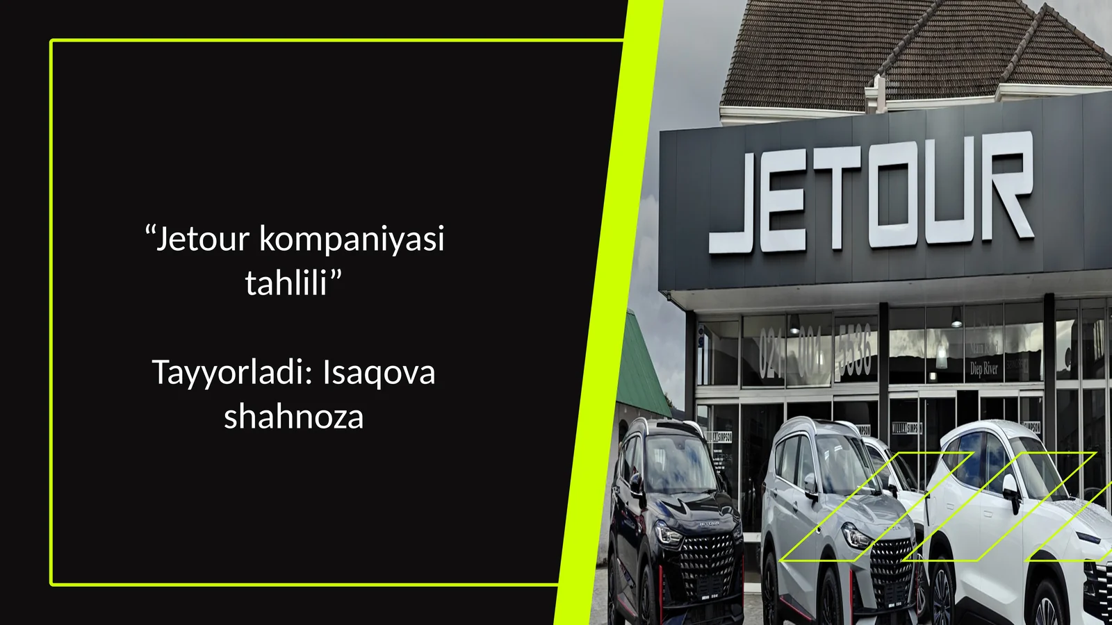 Jetour kompaniyasi tahlili