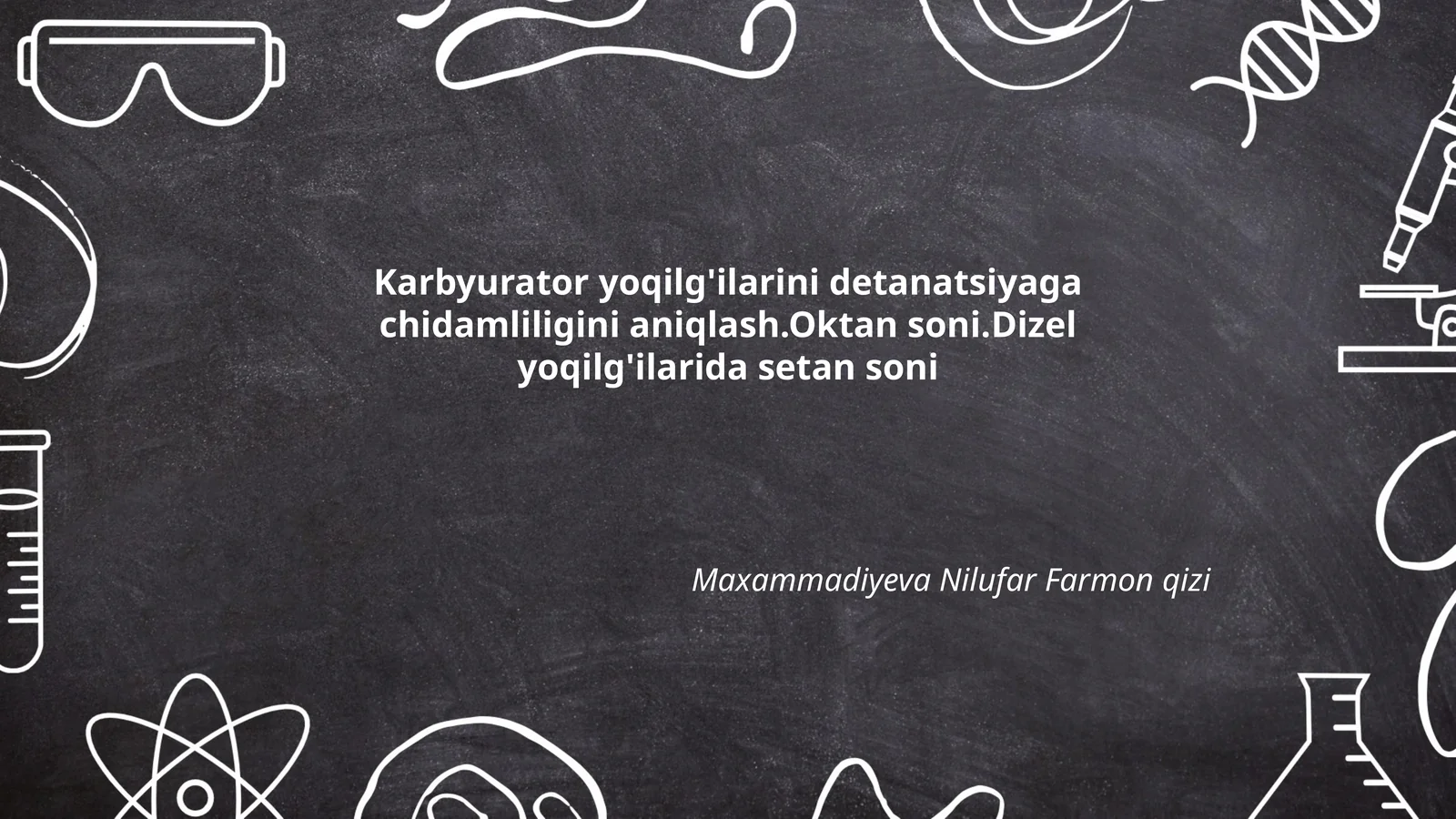 Karbyurator yoqilg'ilarini detanatsiyaga chidamliligini aniqlash