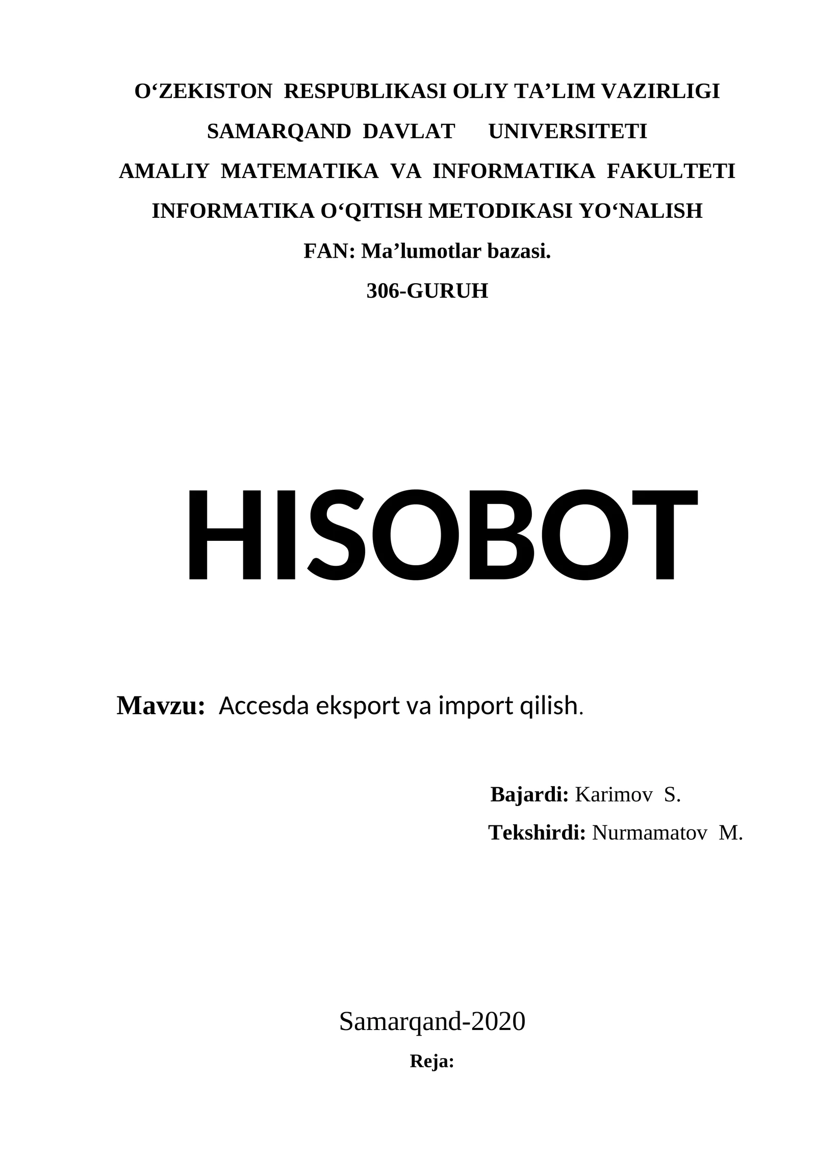 Accesda eksport va import qilish