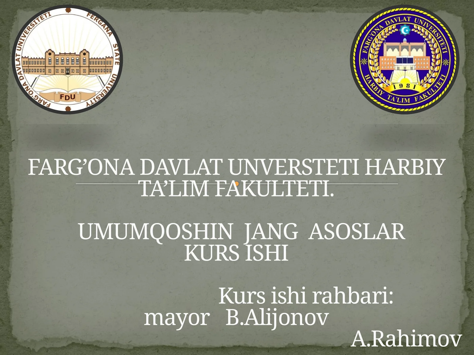 UMUMQO’SHIN JANG ASOSLARI