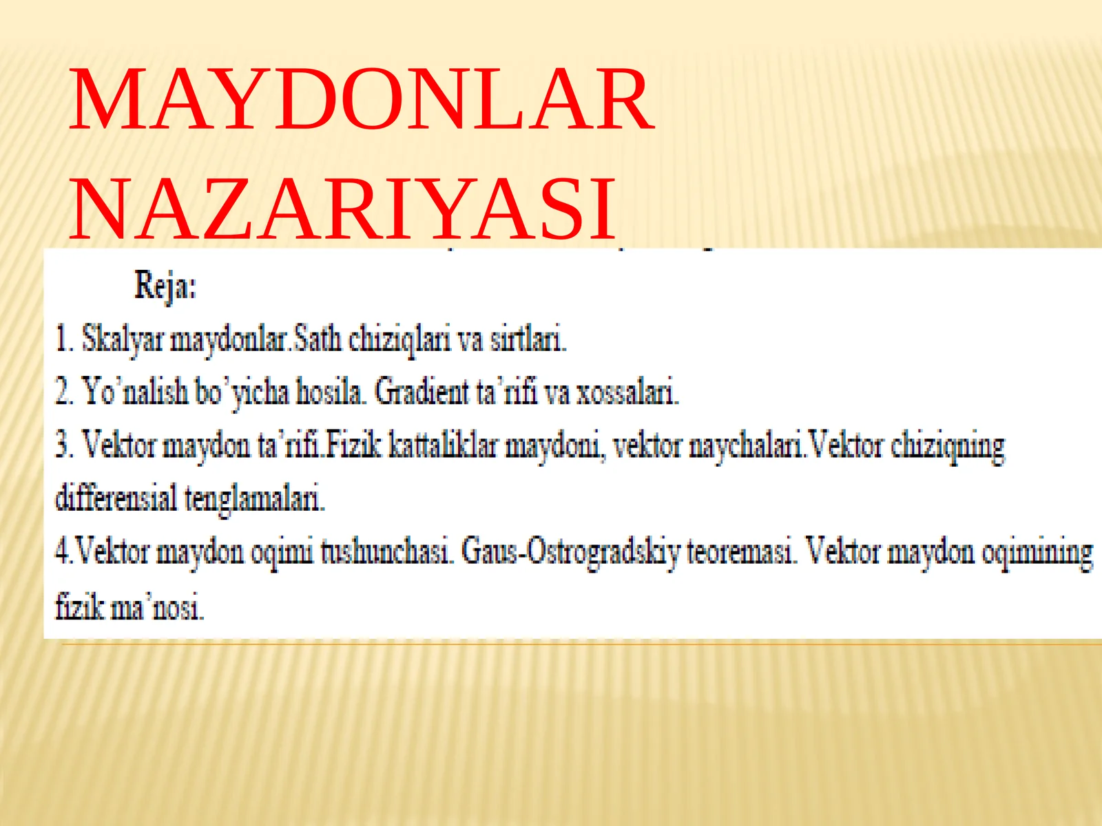 Maydonlarnazariyasielementlari