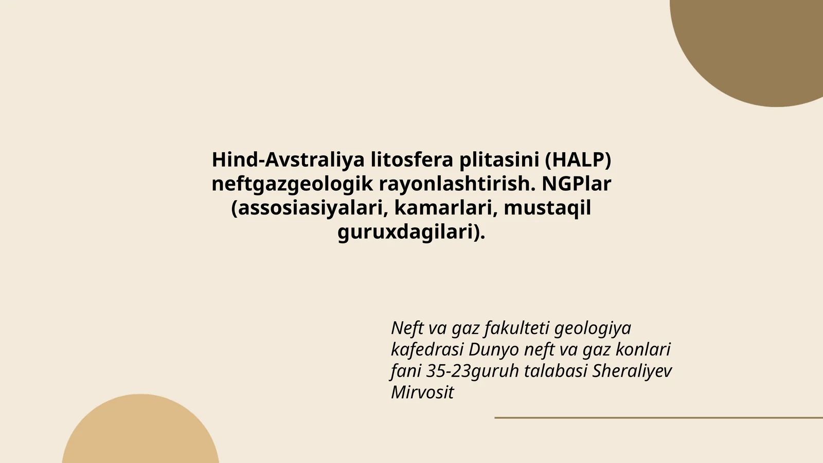 Hind-Avstraliya litosfera plitasini (HALP) neftgazgeologik rayonlashtirish