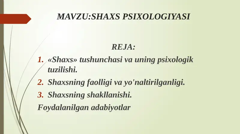 Shaxs Psixologiyasi