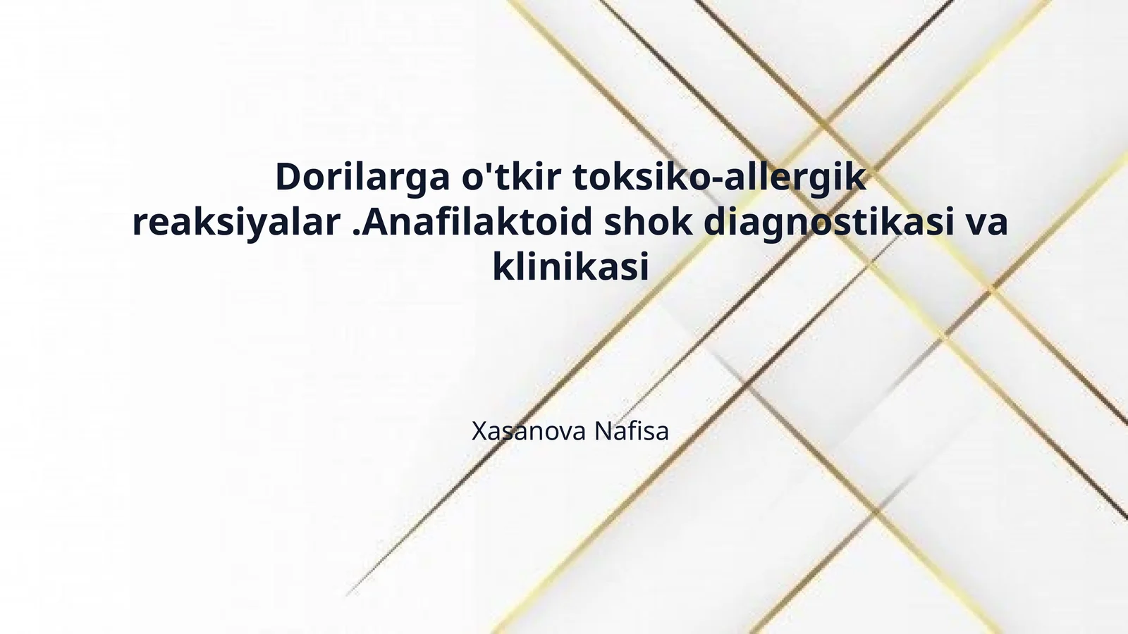 Dorilarga o'tkir toksiko-allergik reaksiyalar .Anafilaktoid shok diagnostikasi va klinikasi