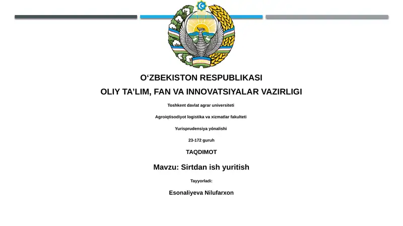 Sirtdan ish yuritish