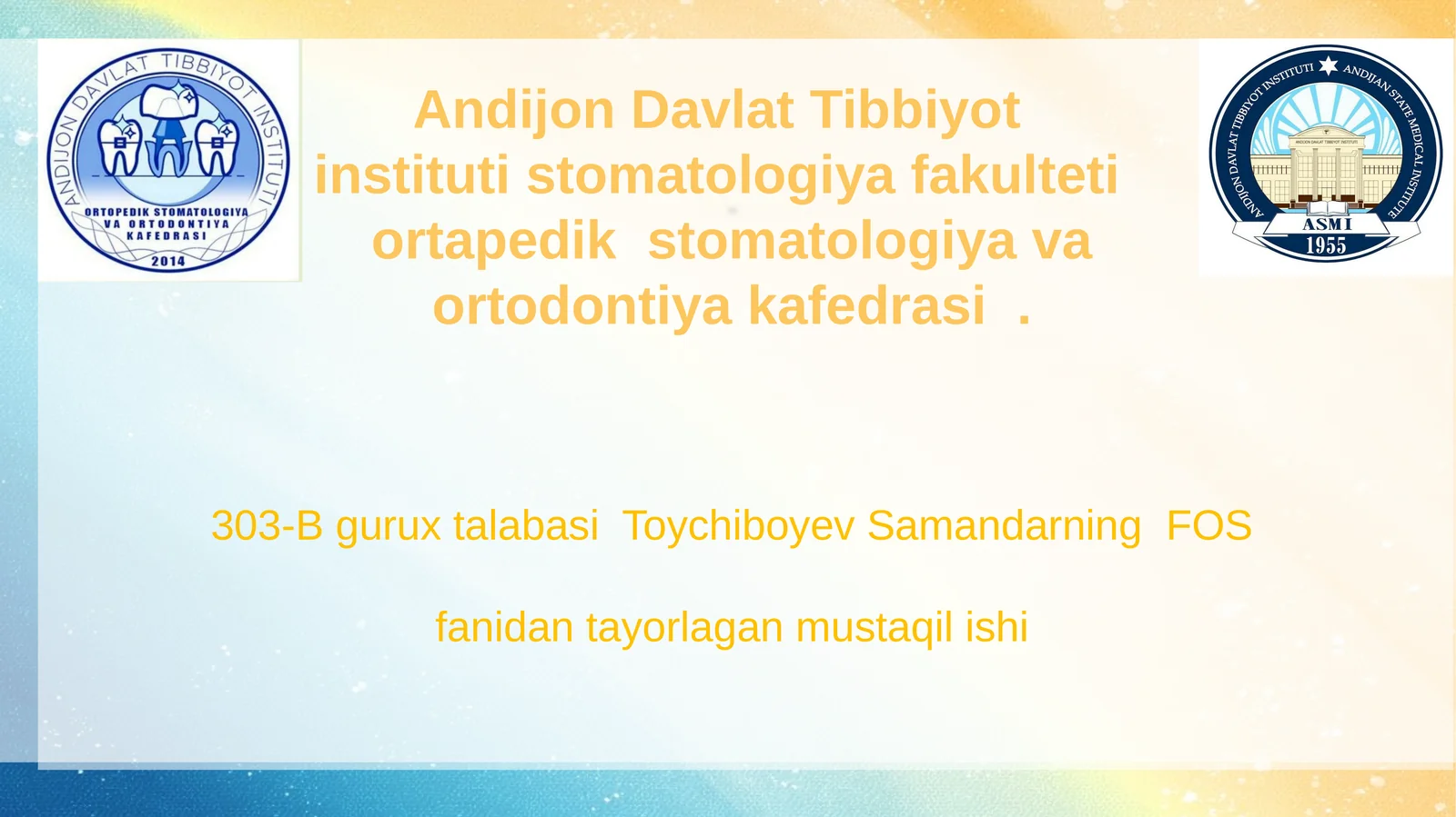 Tish qatori deformatsiyalarida okkulyuziyani shakillantirishning gnotologik asoslari
