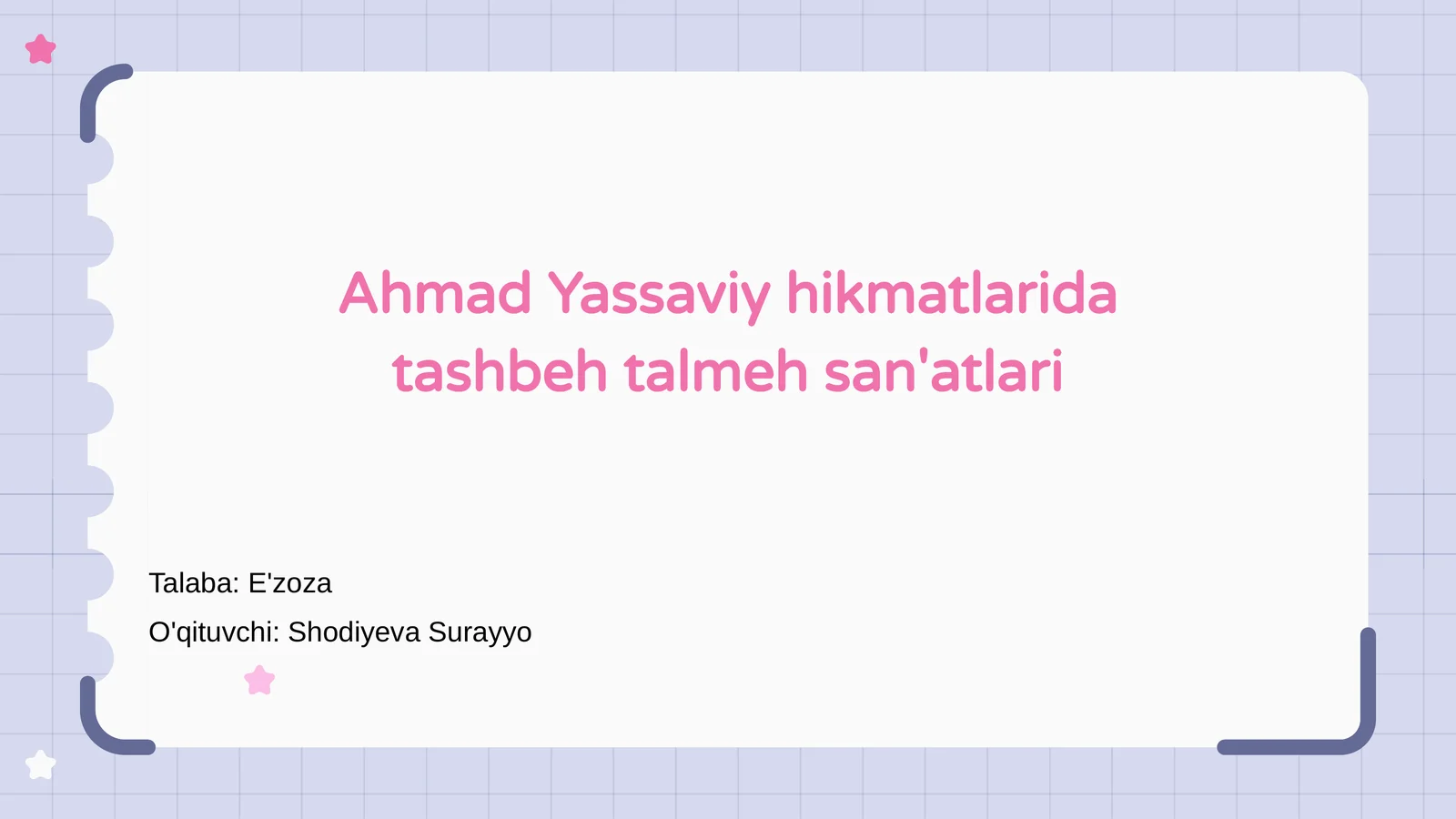 Ahmad Yassaviy hikmatlarida tashbeh talmeh san'atlari