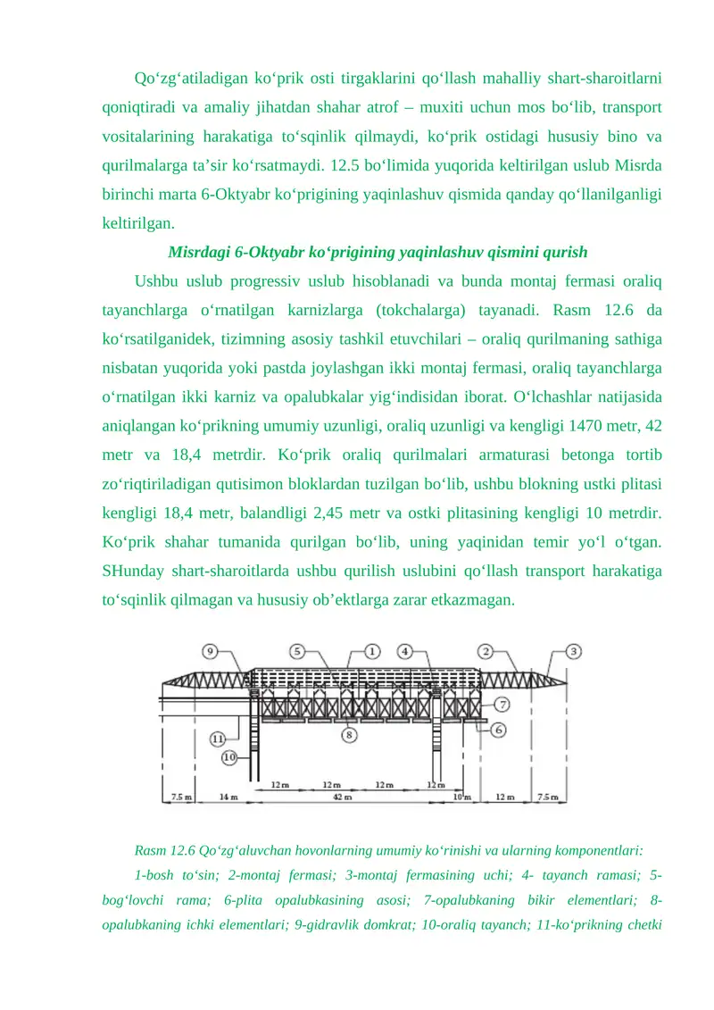 Misrda 6-Oktyabr ko‘prigining qurilish uslubi