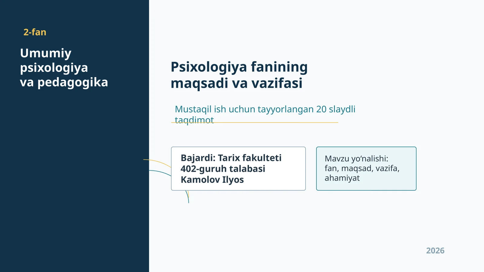 Umumiy psixologiya va pedagogika