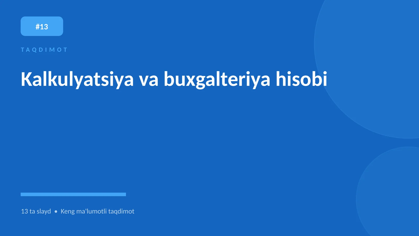 Kalkulyatsiya va buxgalteriya hisobi