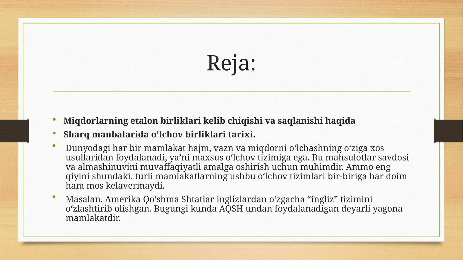 Miqdorlarning etalon birliklari kelib chiqishi va saqlanishi haqida