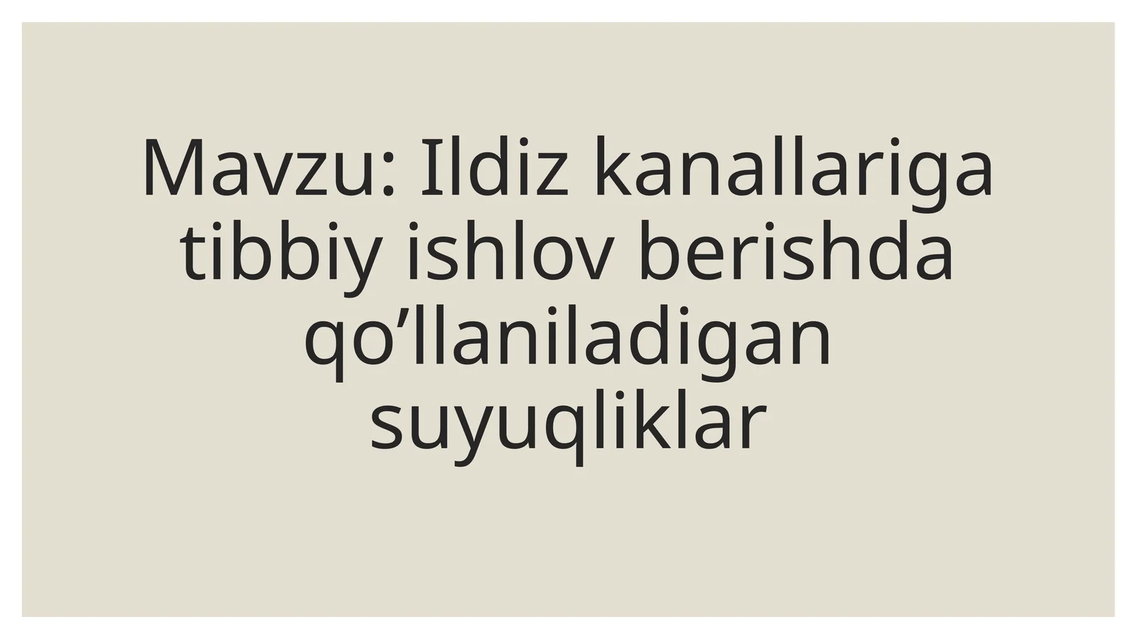 Ildiz kanallari uchun tibbiy ishlov berish.