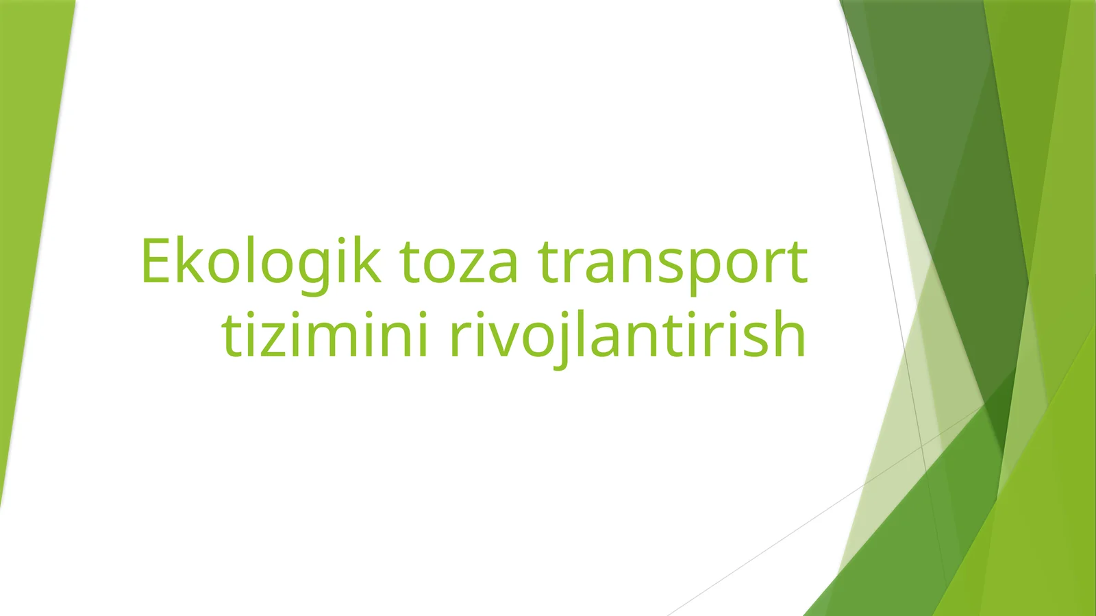 Ekologik toza transport tizimini rivojlantirish