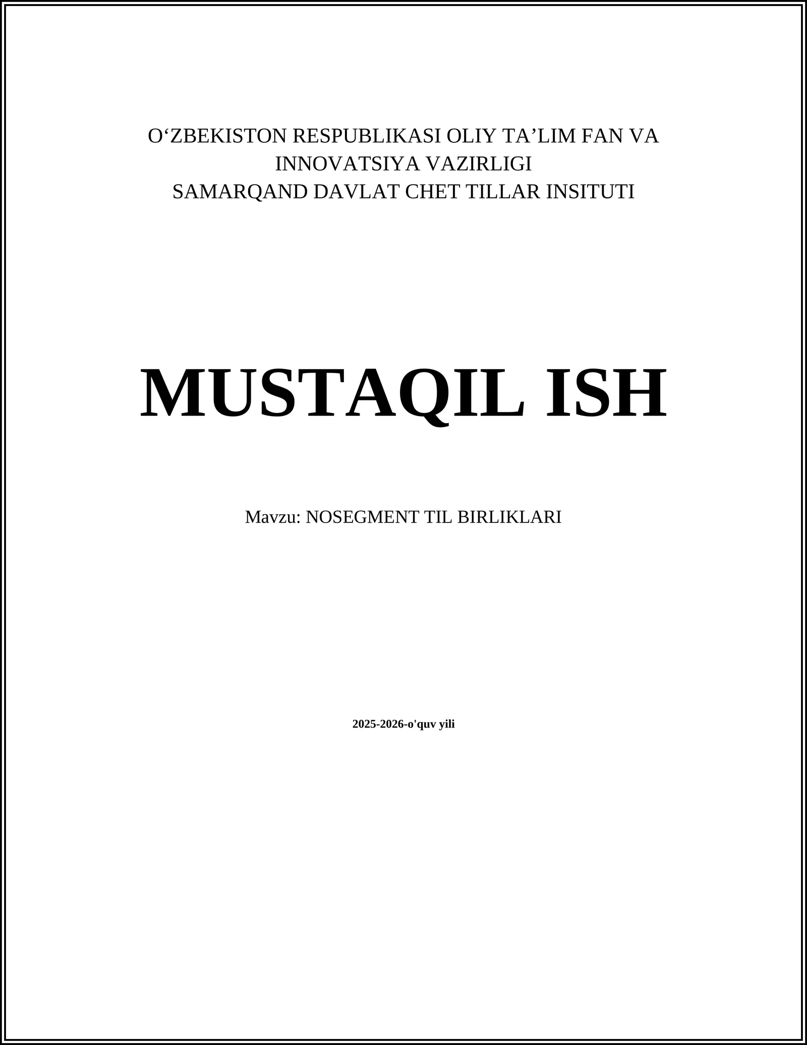 NOSEGMENT TIL BIRLIKLARI