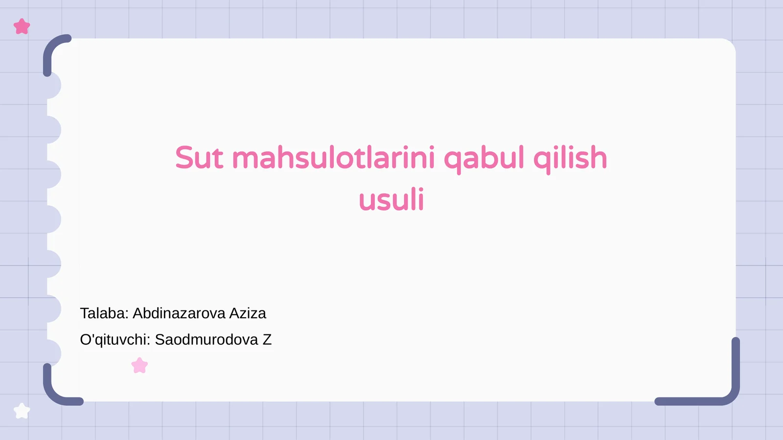 Sut mahsulotlarini qabul qilish usuli