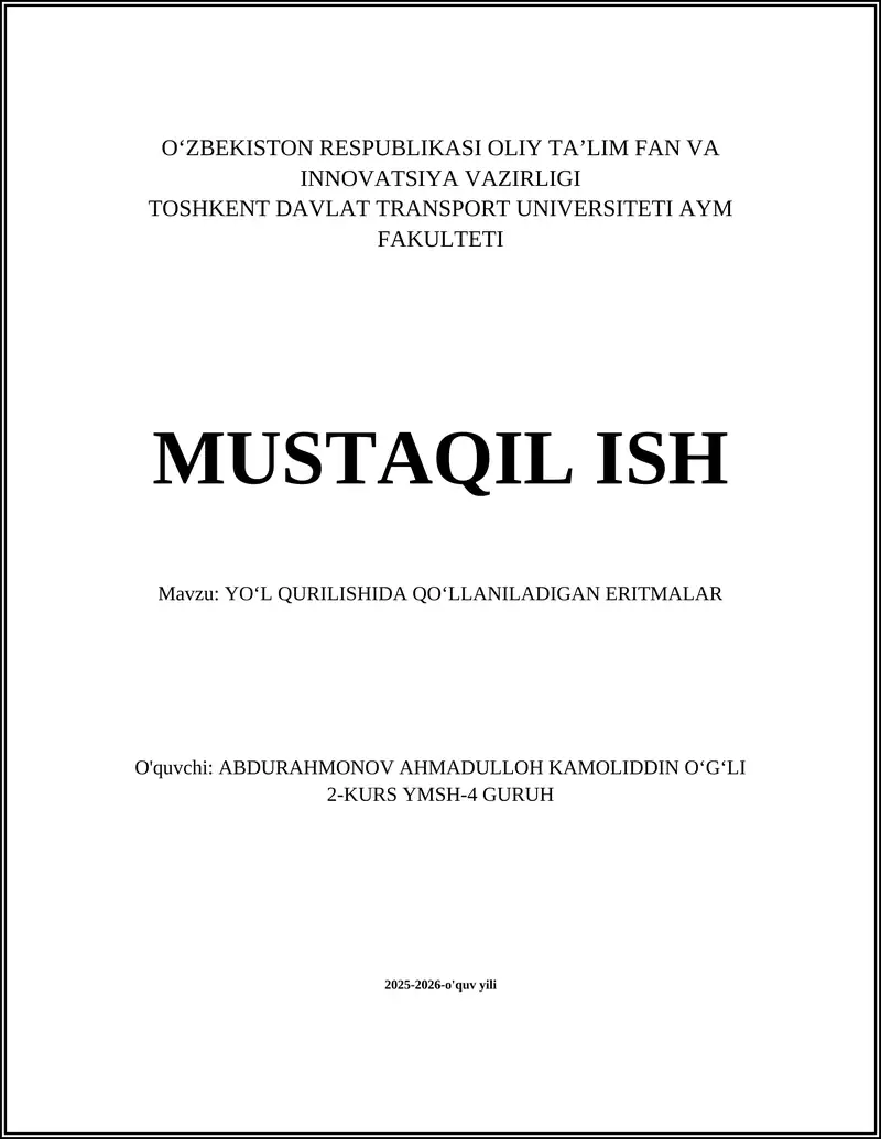 Bitum emulsiyalari va ularning yo‘l qurilishidagi qo‘llanilishi