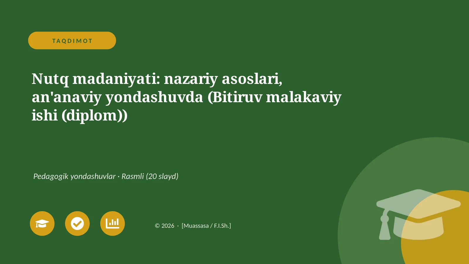 Nutq madaniyati: nazariy asoslari, an'anaviy yondashuvda (Bitiruv malakaviy ishi (diplom))