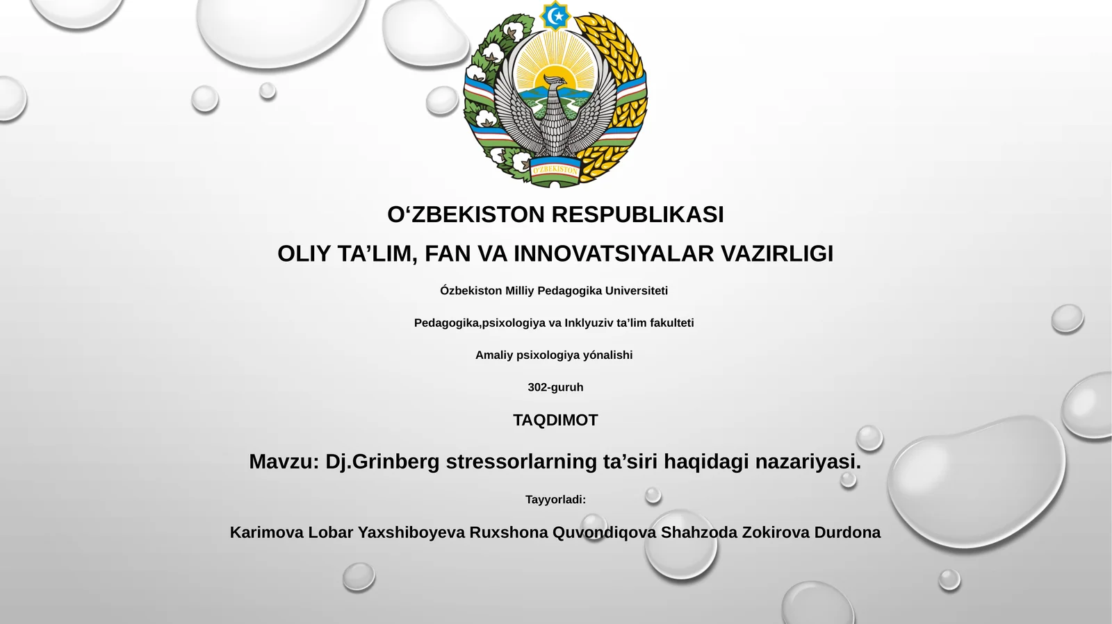 Dj.Grinberg stressorlarning ta’siri haqidagi nazariyasi