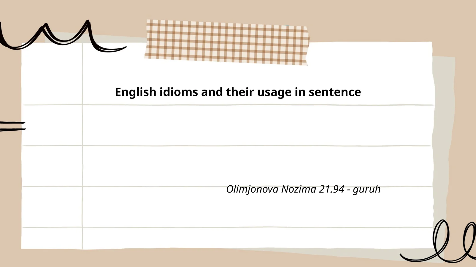 English idioms and their usage in sentence