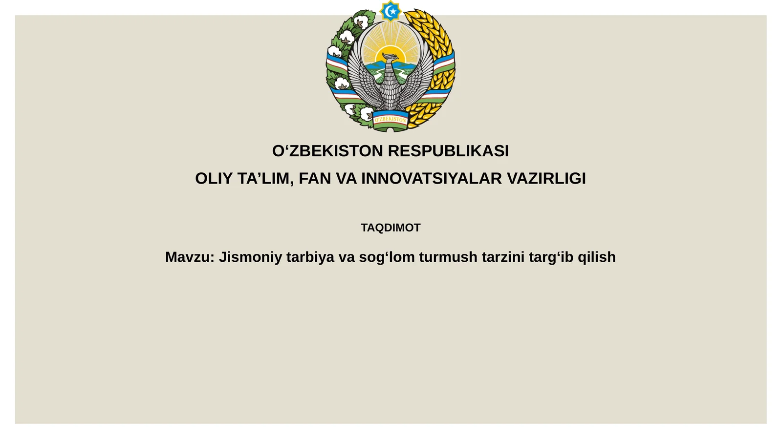 Jismoniy tarbiya va sog'lom turmush tarzi