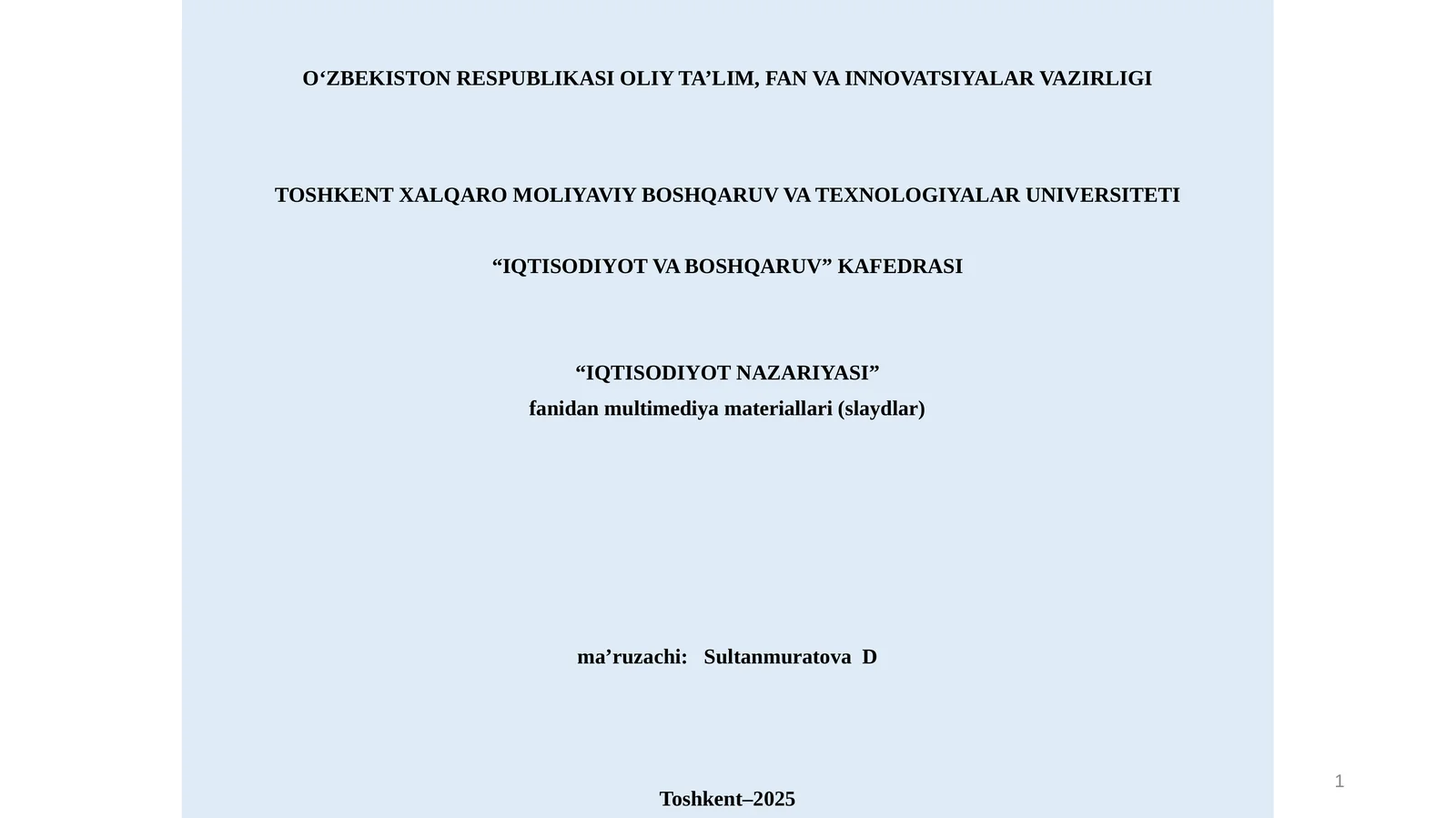 6-mavzu.Milliyiqtisodiyotningmuvozanatlivamutanosiblirivojlanishi