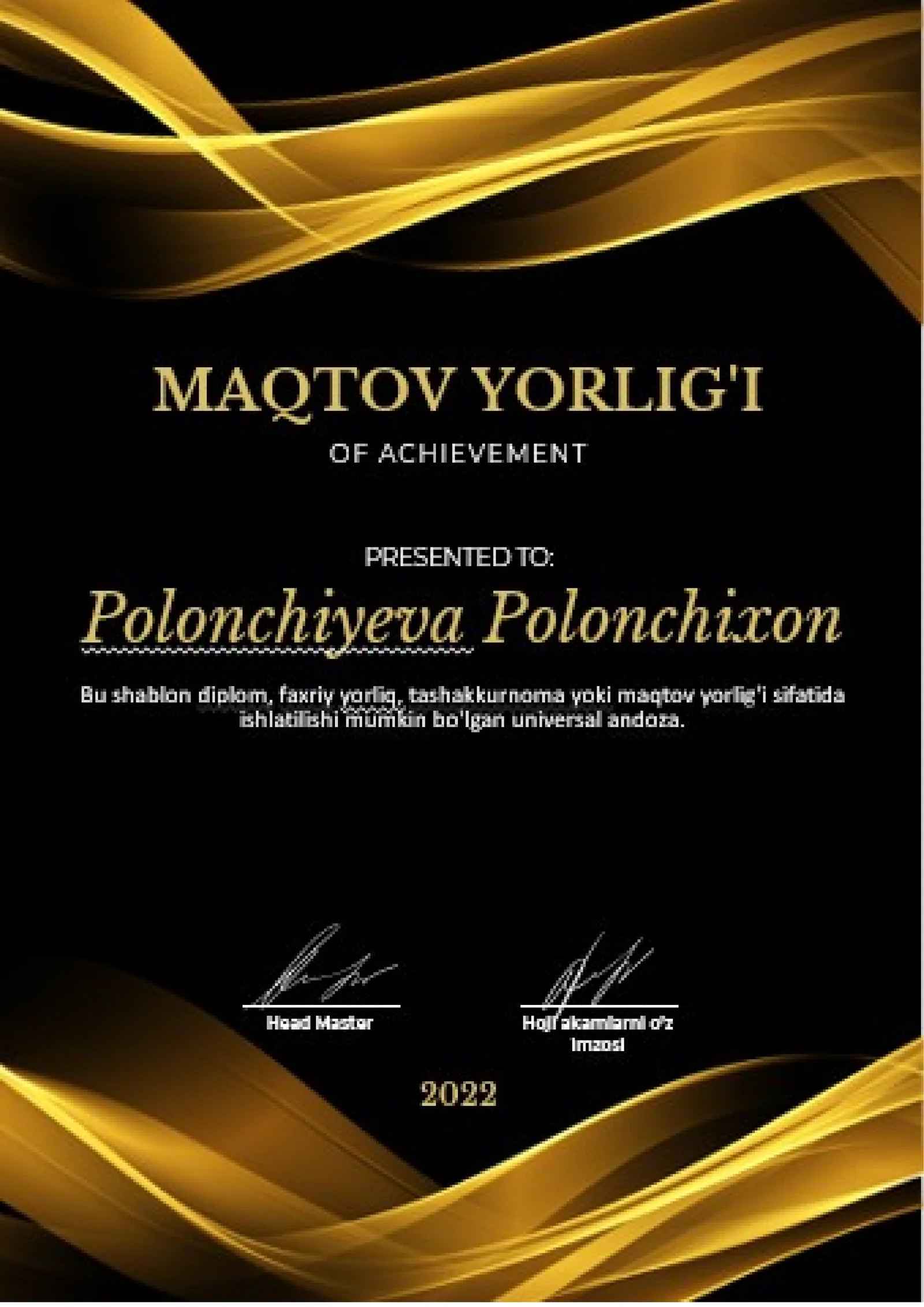 MAQTOV YORLIG'I