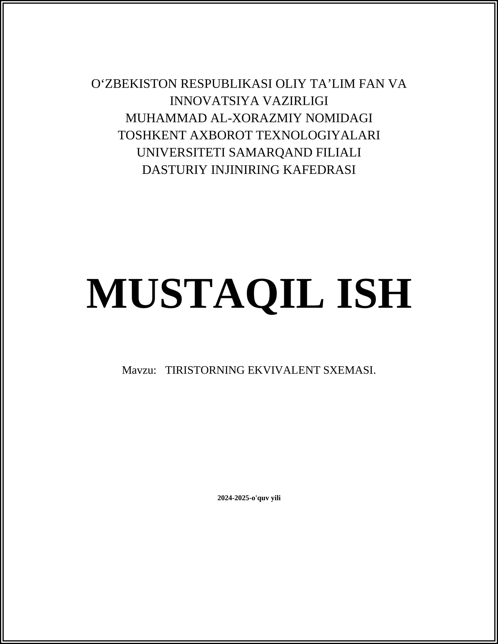 TIRISTORNING EKVIVALENT SXEMASI