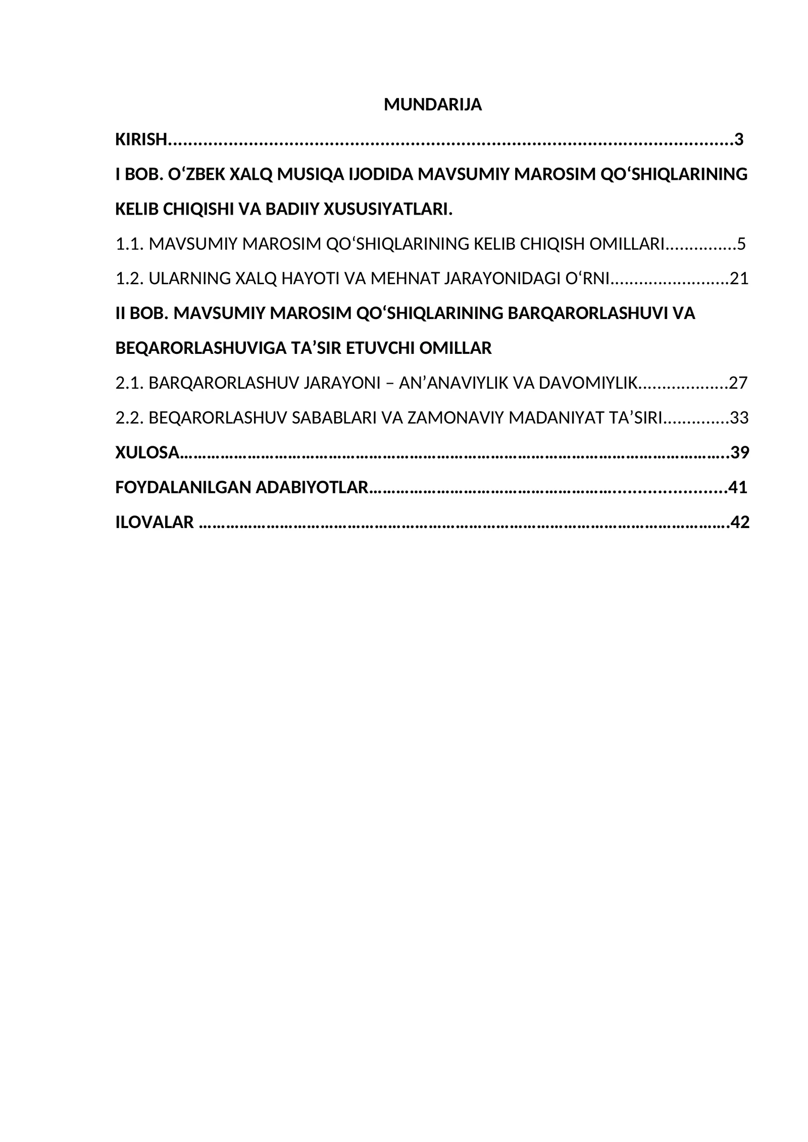O‘zbek  xalq musiqa ijodida  mavsumiy marosim  qo’shiqlarining barqarorlashuvi va beqarorlashuvi.