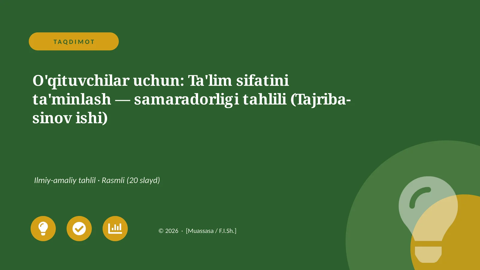 Ilmiy-amaliy tahlil: Ta'lim sifatini ta'minlash