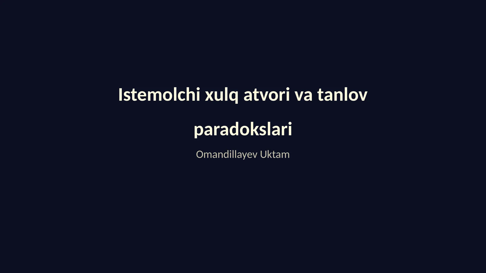 Istemolchi xulq atvori va tanlov paradokslari