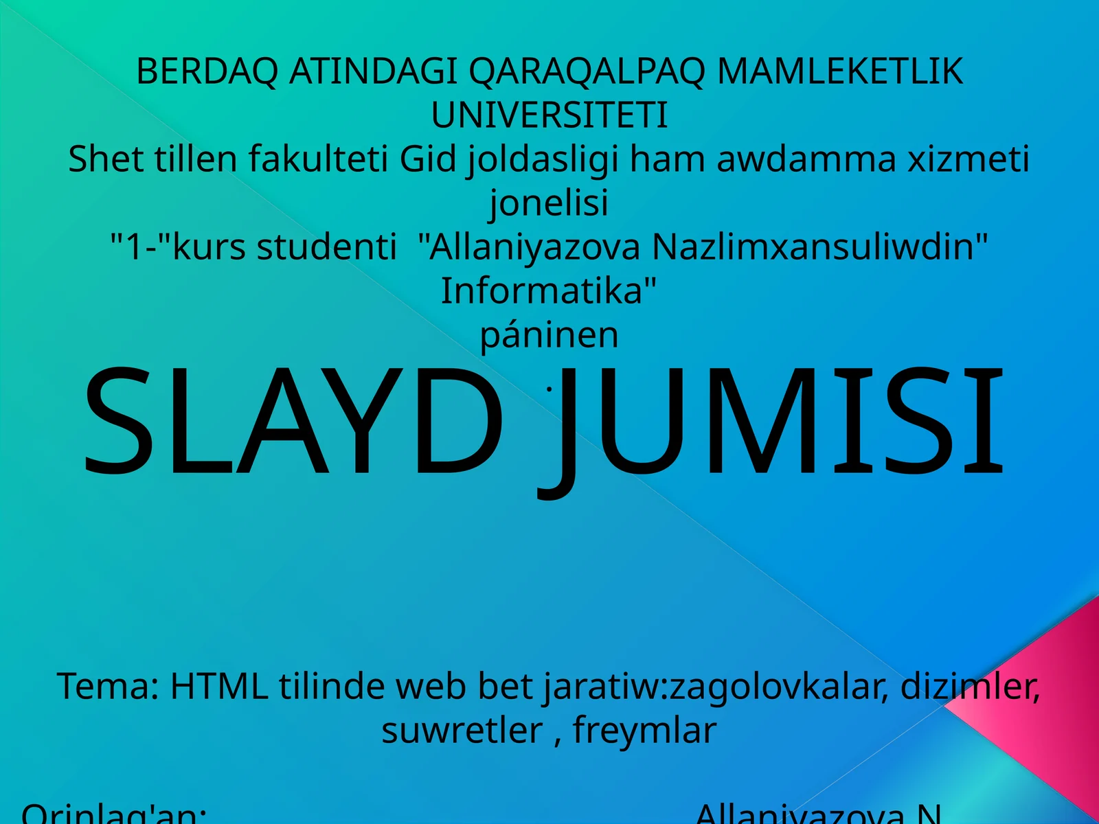 HTML tilinde web bet jaratiw