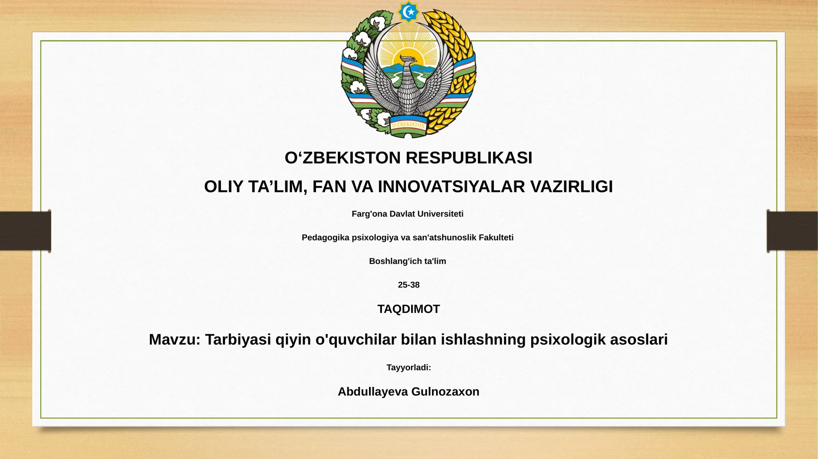 Tarbiyasi qiyin o'quvchilar bilan ishlash psixologik asoslari