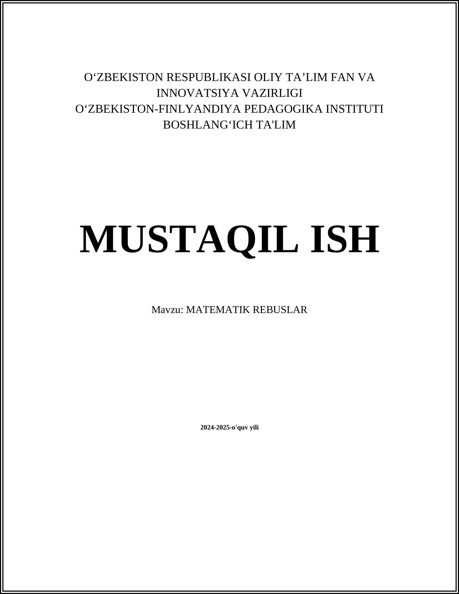 MATEMATIK REBUSLAR